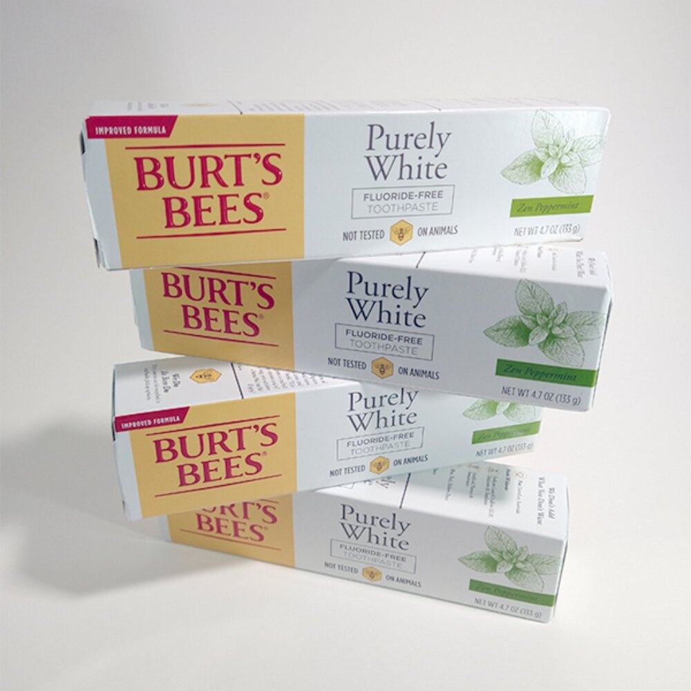 4 Burt's Bees Purely White Zen Peppermint Toothpaste Fluoride Free 4.7 Oz Dental